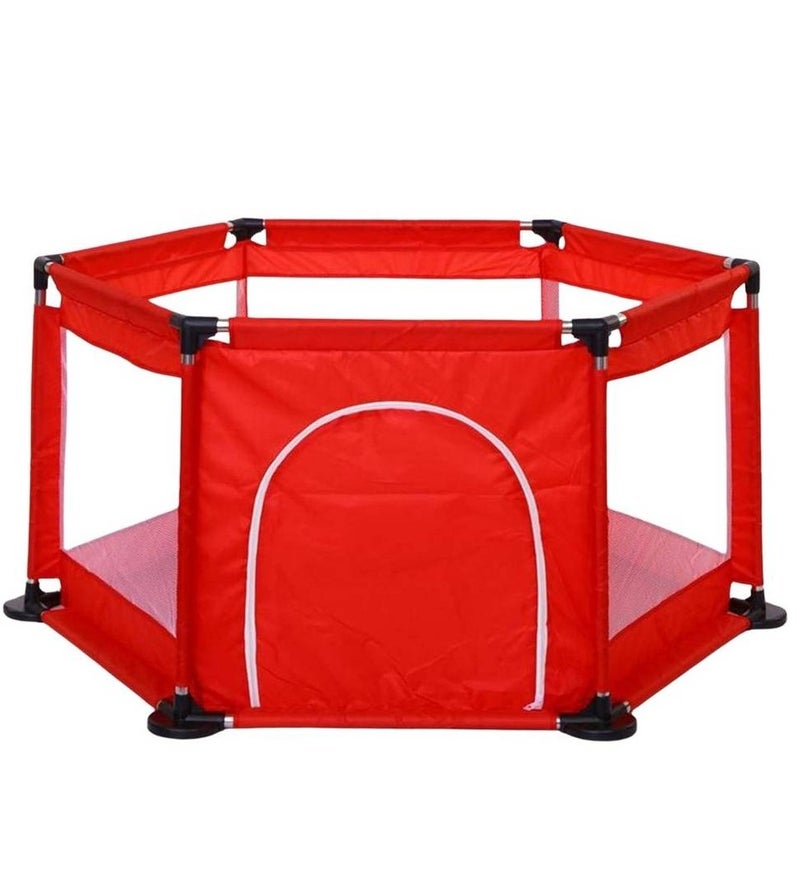 ALBADER Kids Playpen Circular with Strong Steel Base, Includes 50 Colorful Balls, Safe and Spacious Design for Crawling and Playing, Durable Non-Slip Frame, Front Zipper Door, Breathable Mesh Sides, High-Quality Fabric, Fun Ball Pool for Indoor Play - Image 1