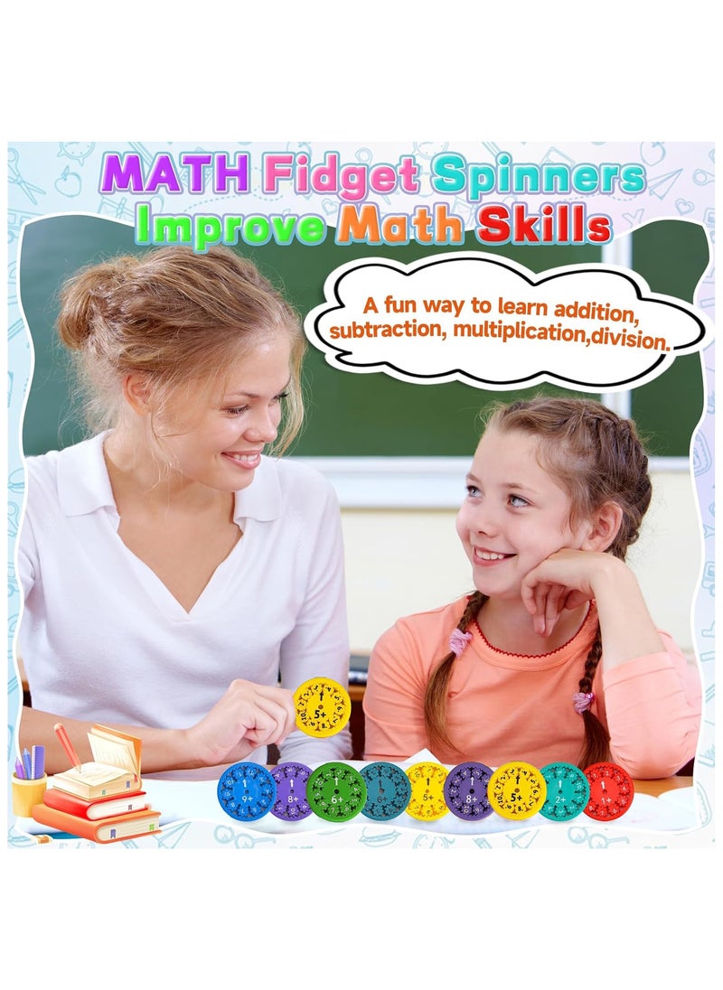 Generic - 9pcs Fidget Spinner Toys , Math Fact Fidget Spinners, Number Fidget Toy, Math Learning & Sensory Education Toys Game, Fidget Learning Game Toy Relieves Stress for Students (Addition Or Subtraction) - Image 1