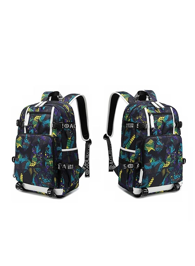 Aolida 1-Piece Men's Korean Version Laptop Backpacks Minimalist Middle School Student Backpack Heat Transfer Printed Casual Backpack - Image 2