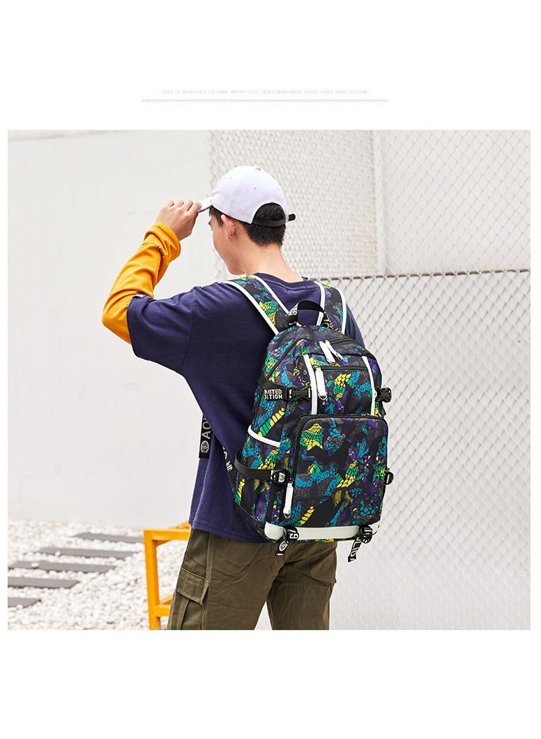 Aolida 1-Piece Men's Korean Version Laptop Backpacks Minimalist Middle School Student Backpack Heat Transfer Printed Casual Backpack - Image 3