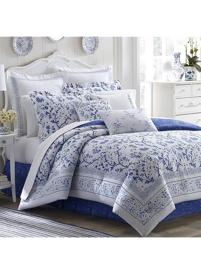 LAURA ASHLEY Charlotte Duvet Cover Set King Medium Blue - Image 1