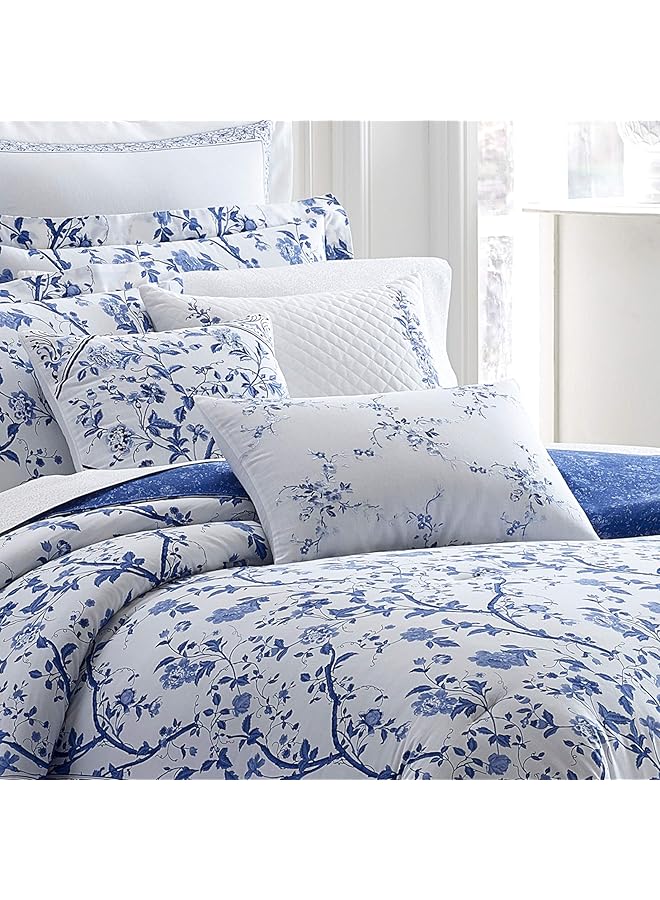 LAURA ASHLEY Charlotte Duvet Cover Set King Medium Blue - Image 3