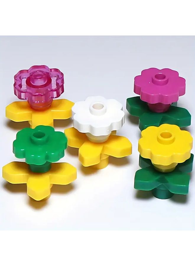 20Pcs Orange Leaves DIY Mini Building Blocks Hexapetalous Flower Four Leaf Clover Garden Scene Kit - Image 2