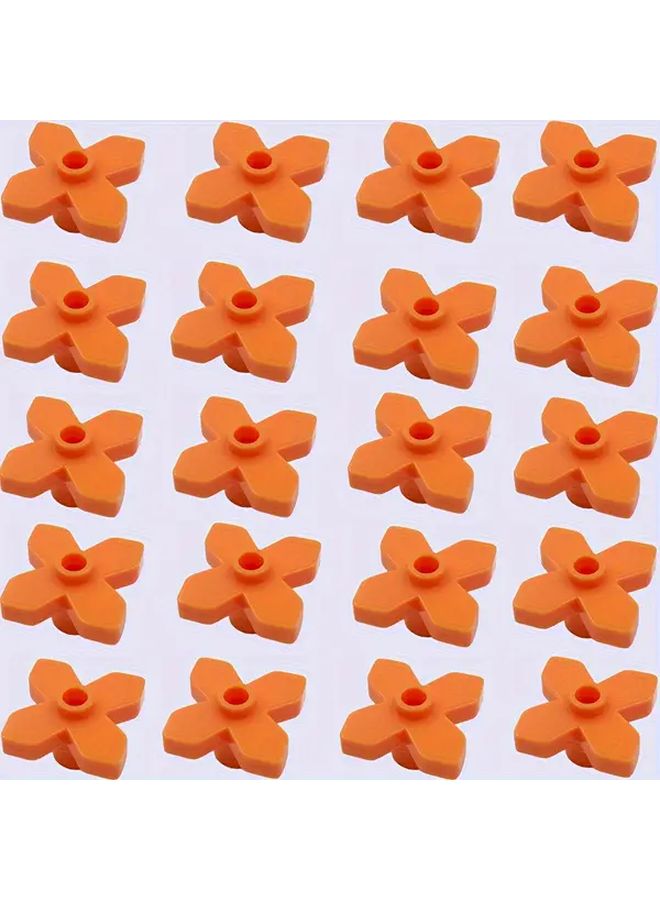 20Pcs Orange Leaves DIY Mini Building Blocks Hexapetalous Flower Four Leaf Clover Garden Scene Kit - Image 1