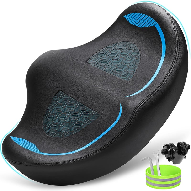 CDYWD Noseless Oversized Bike Seat for Men Women Comfort, Extra Wide Padded Bicycle Seat Cushion, Large Comfortable Bike Saddle for Peloton, Stationary Exercise Bike, Beach Cruiser, City Bike, Ebike - Image 1