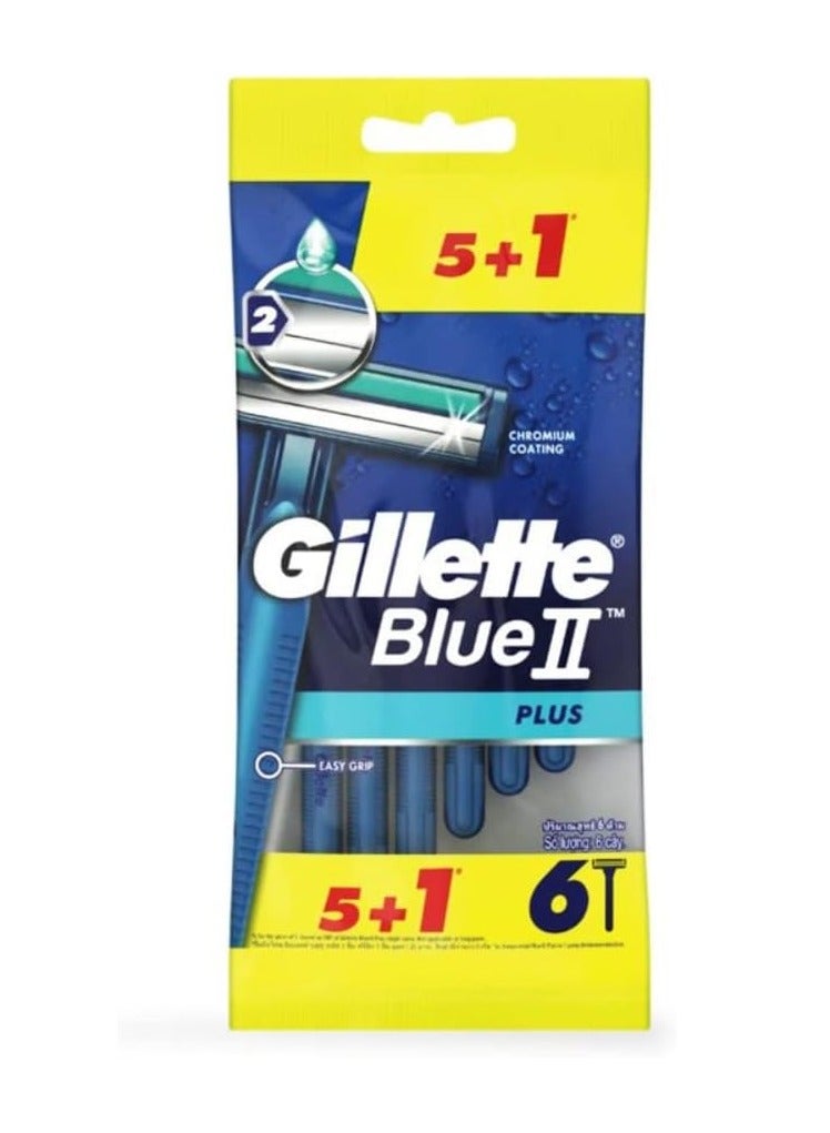 ماكينة حلاقة بلو 2 بلس للرجال للاستخدام مرة واحدة، شفرتان، رأس ثابت، شريط مرطب - عبوة من 5 قطع + 1 - Image 2