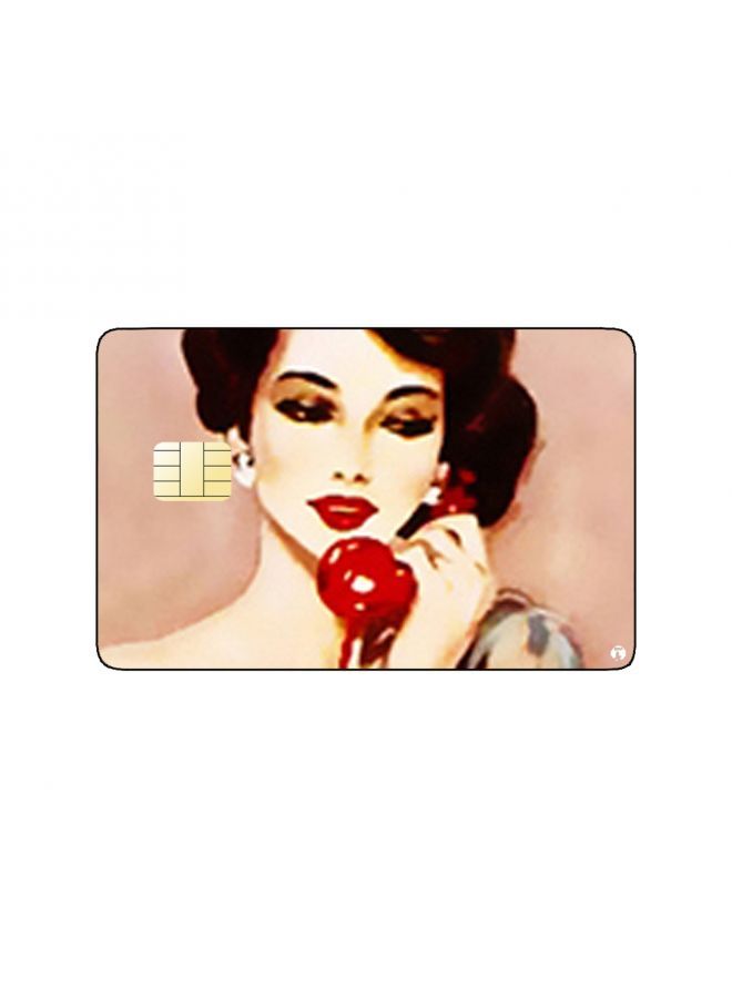 RKN PRINTED BANK CARD STICKER Beautiful Woman Vintage Art With Telephone - Image 2