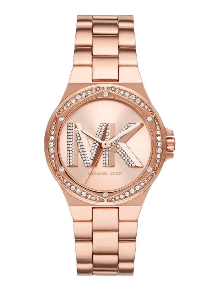 MK Lennox Three Hand Rose Gold Dial Rose Gold Steel Strap Watch For Women - MK1063 - Image 1