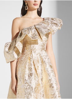 True Decadence One Shoulder Balloon Sleeve Tiered Dress  - Image 3