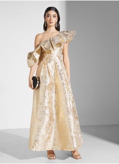True Decadence One Shoulder Balloon Sleeve Tiered Dress  - Image 1