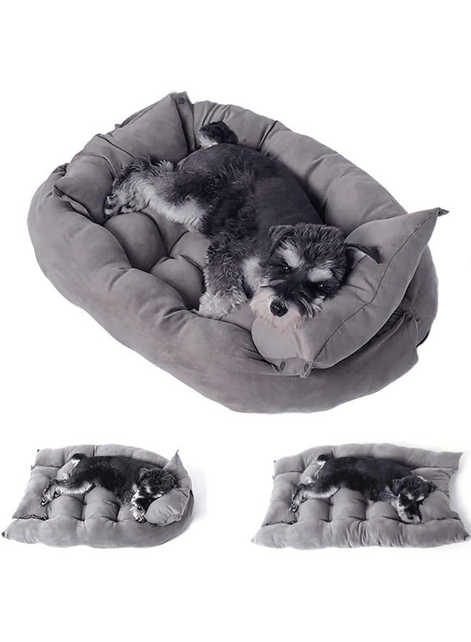 Folding Dog Sofa Bed, 3 in 1 Deformation Pet kennel, Multifunctional Pet Mat, Soft and Comfortable, for Cats and Small, Medium and Large Dogs (Large, Grey) - Image 1