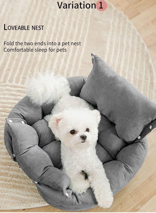 Folding Dog Sofa Bed, 3 in 1 Deformation Pet kennel, Multifunctional Pet Mat, Soft and Comfortable, for Cats and Small, Medium and Large Dogs (Large, Grey) - Image 3