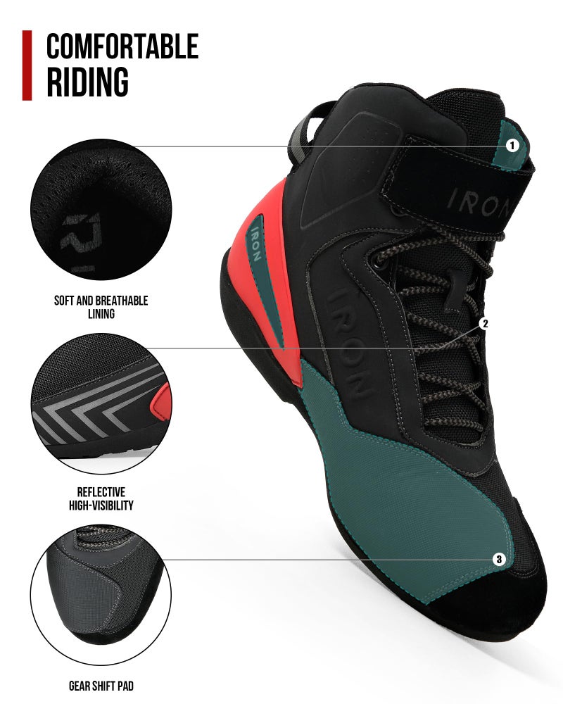 RIDEIRON Motorcycle Riding Shoes for Men Road Street Motocross Protective Boots Powersport Casual Motorcycle Anti-Slip Shoes - Image 5