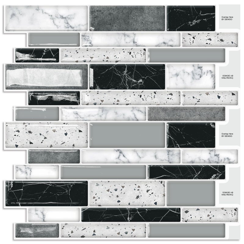 DEWOO Peel and Stick on Self Adhesive Backsplash Wall Marble Tiles Stickers 3D for Kitchen BathroomBlue Teal 10Sheet 1212