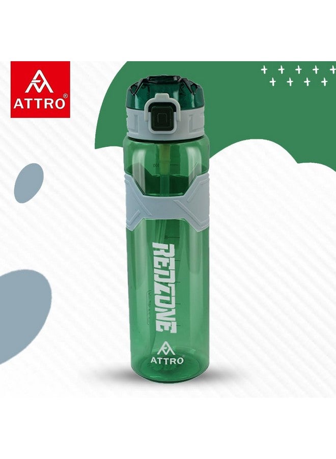 Attro Squad Sports 1000ml Water Bottle with Flip Top Lid, Hand Strap & Straw BPA Free Leak Proof Ideal for Gym Workout, Outdoor, School & Office - Green - Image 2