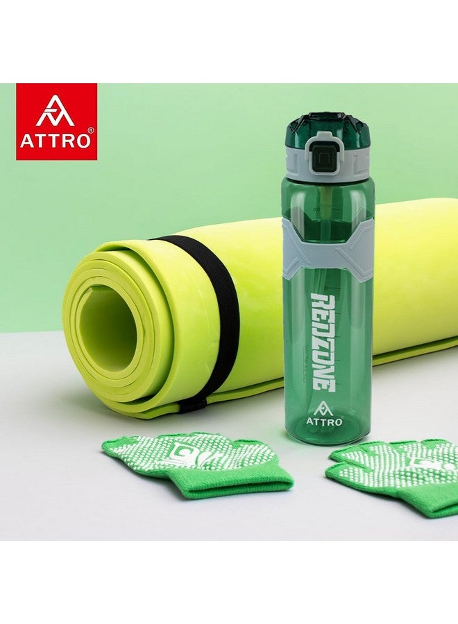 Attro Squad Sports 1000ml Water Bottle with Flip Top Lid, Hand Strap & Straw BPA Free Leak Proof Ideal for Gym Workout, Outdoor, School & Office - Green - Image 3