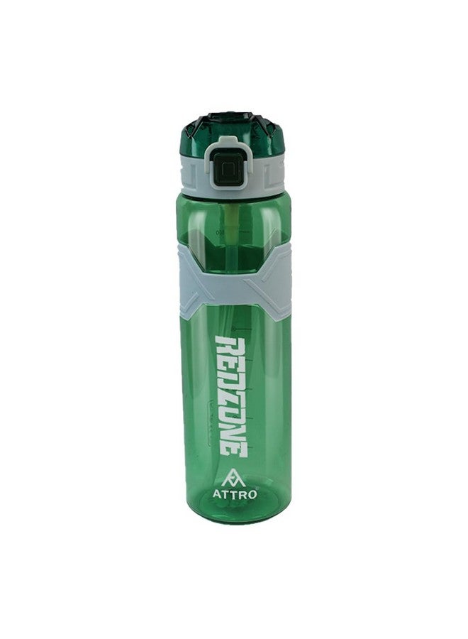 Attro Squad Sports 1000ml Water Bottle with Flip Top Lid, Hand Strap & Straw BPA Free Leak Proof Ideal for Gym Workout, Outdoor, School & Office - Green - Image 1