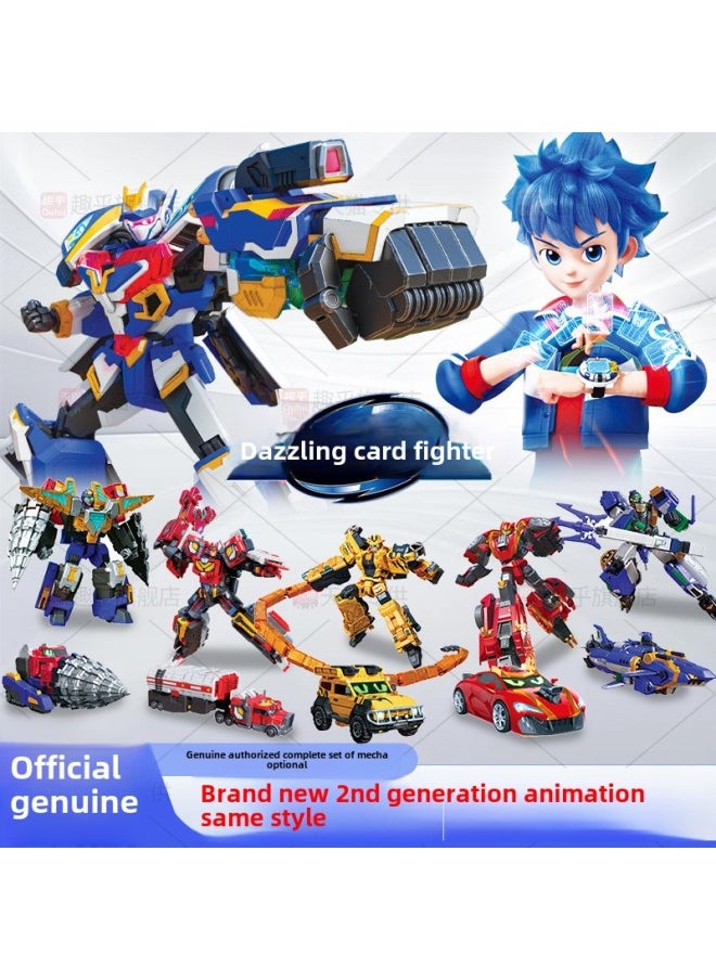 Generic - Dazzle Card Fighter Dazzle Blue Lightning Transformation Robot Assembling Toy Children Boy Transformation Summoner Mecha Gift-Color: 8157 Deep Sea Overlord - Image 1