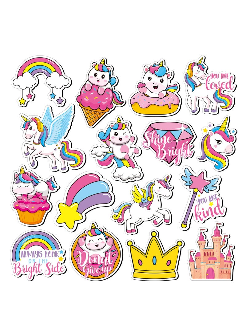 Zikra 16 Pcs Refrigerator Magnets, Lovely Funny Rainbow Unicorn-shaped Fridge Magnet for Teens and Girls, Inspirational Refrigerator Decorative Magnet for Locker, Fridge, Kitchen and Home Essentials - Image 1