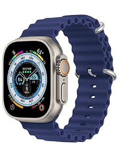 ZOOMEE Replacement Silicone Hole Wavy Strap Compatible With Apple Watch Series 8 Ultra 49mm Blue  - Image 1