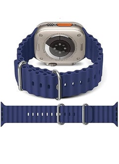 ZOOMEE Replacement Silicone Hole Wavy Strap Compatible With Apple Watch Series 8 Ultra 49mm Blue  - Image 3