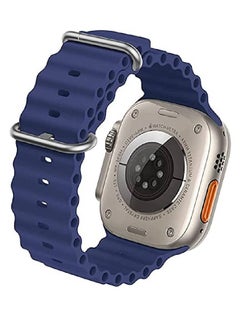 ZOOMEE Replacement Silicone Hole Wavy Strap Compatible With Apple Watch Series 8 Ultra 49mm Blue  - Image 2