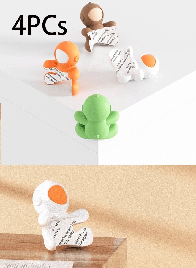 4PCs Astronaut-Shaped Baby Safety Corner Guards - Silicone Baby Proofing Corner Protectors with Self-Adhesive Tape, Child Safety Edge Cushion for Furniture Sharp Edges (White) - Image 1