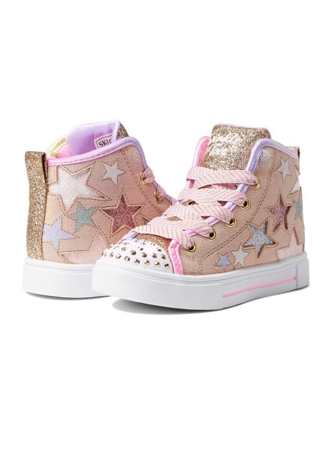SKECHERS حذاء رياضي لامع للبنات، نجوم متلألئة، ذهبي/متعدد الألوان، 3 أطفال صغار - Image 2