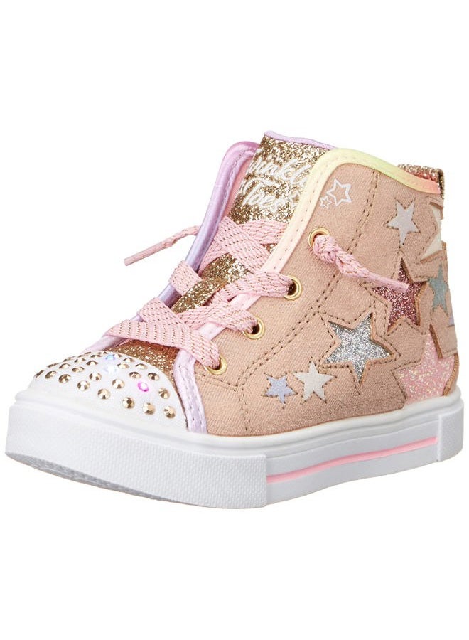 SKECHERS حذاء رياضي لامع للبنات، نجوم متلألئة، ذهبي/متعدد الألوان، 3 أطفال صغار - Image 1