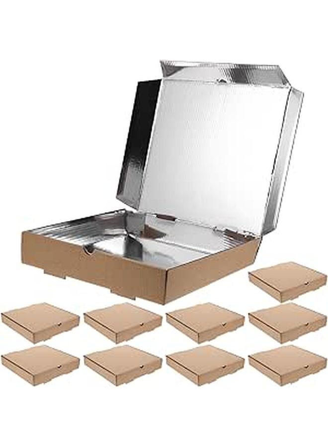9 Inch Corrugated Cardboard Pizza Boxes 10 Pack Aluminum Foil Lining Takeout Containers - Image 1