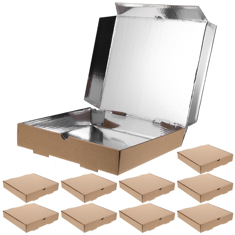 9 Inch Corrugated Cardboard Pizza Boxes 10 Pack Aluminum Foil Lining Takeout Containers - Image 2