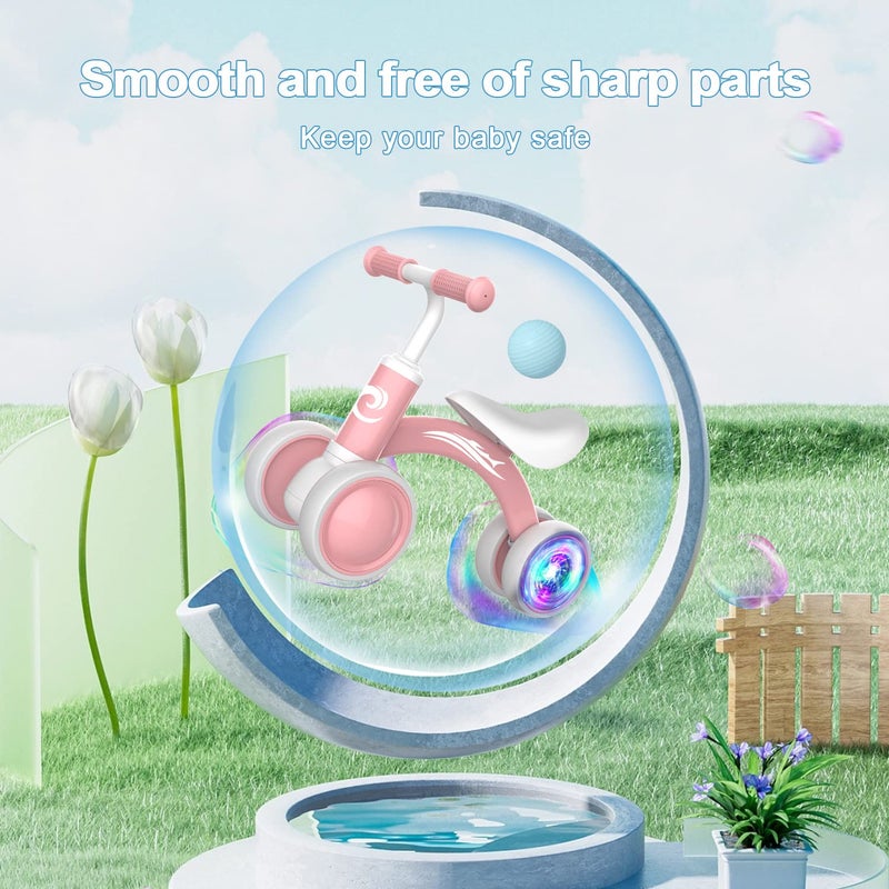 Gamfeiny Colorful Lighting Baby Balance Bike Toys for 1 Year Old Girl Gifts, 10-36 Month Toddler Balance Bike, No Pedal 4 Silence Wheels & Soft Seat Pre-School First Riding on Toys, 1st Birthday Gifts. - Image 5