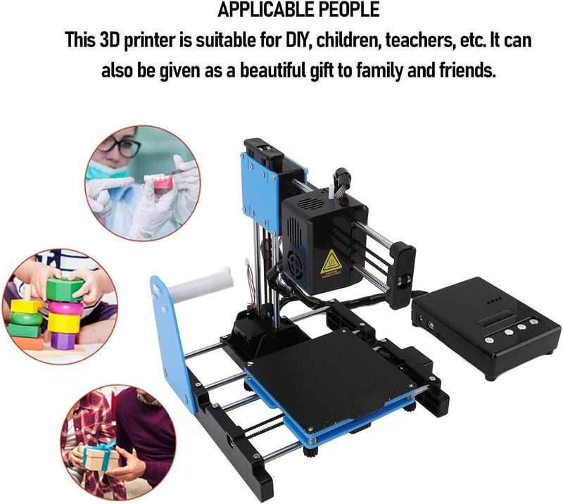 Small 3D Printer, 100x100x100mm 3D Printing Machine Supports PLA 1.75mm Filament Format Portable Printing Kit Easily Installed (US Plug) - Image 2
