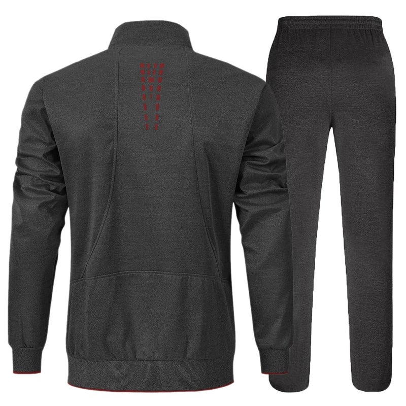 YSENTO Men's Tracksuits Sweat Track Suits Set 2 Piece Jogging Suits Warm Up Sweatsuits Outfits Grey M - Image 2