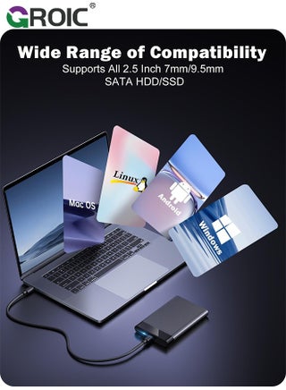 حاوية محرك أقراص ثابتة خارجي مقاس 2.5 بوصة، حافظة محرك أقراص ثابتة USB C 3.1 Gen 2 إلى SATA III بسرعة 6 جيجابت في الثانية خالية من الأدوات لمحرك أقراص صلبة SSD مقاس 7 مم/9.5 مم 2.5 بوصة مع UASP، متوافقة مع WD Toshiba Samsung PS4 Xbox - view 4
