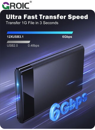 حاوية محرك أقراص ثابتة خارجي مقاس 2.5 بوصة، حافظة محرك أقراص ثابتة USB C 3.1 Gen 2 إلى SATA III بسرعة 6 جيجابت في الثانية خالية من الأدوات لمحرك أقراص صلبة SSD مقاس 7 مم/9.5 مم 2.5 بوصة مع UASP، متوافقة مع WD Toshiba Samsung PS4 Xbox - view 2