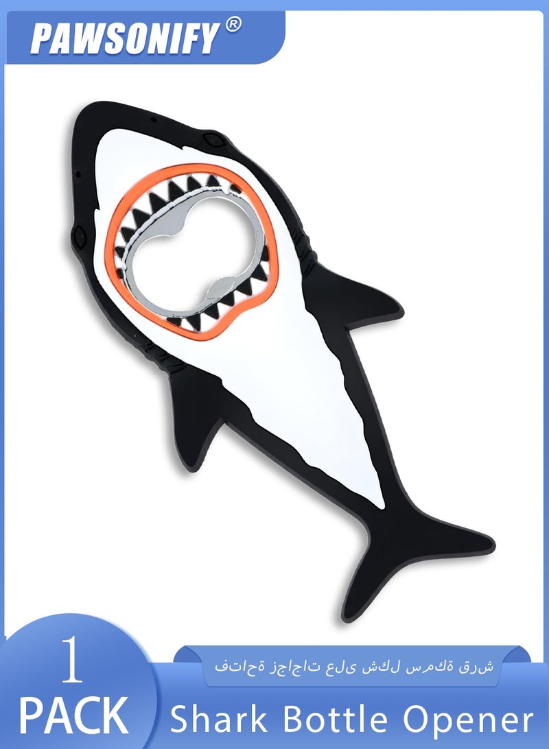 PAWSONIFY Shark Bottle Opener, Magnetic Soda Bottle Opener for Refrigerator, Silicone Stainless Steel Soda Bottle Openers - Image 1