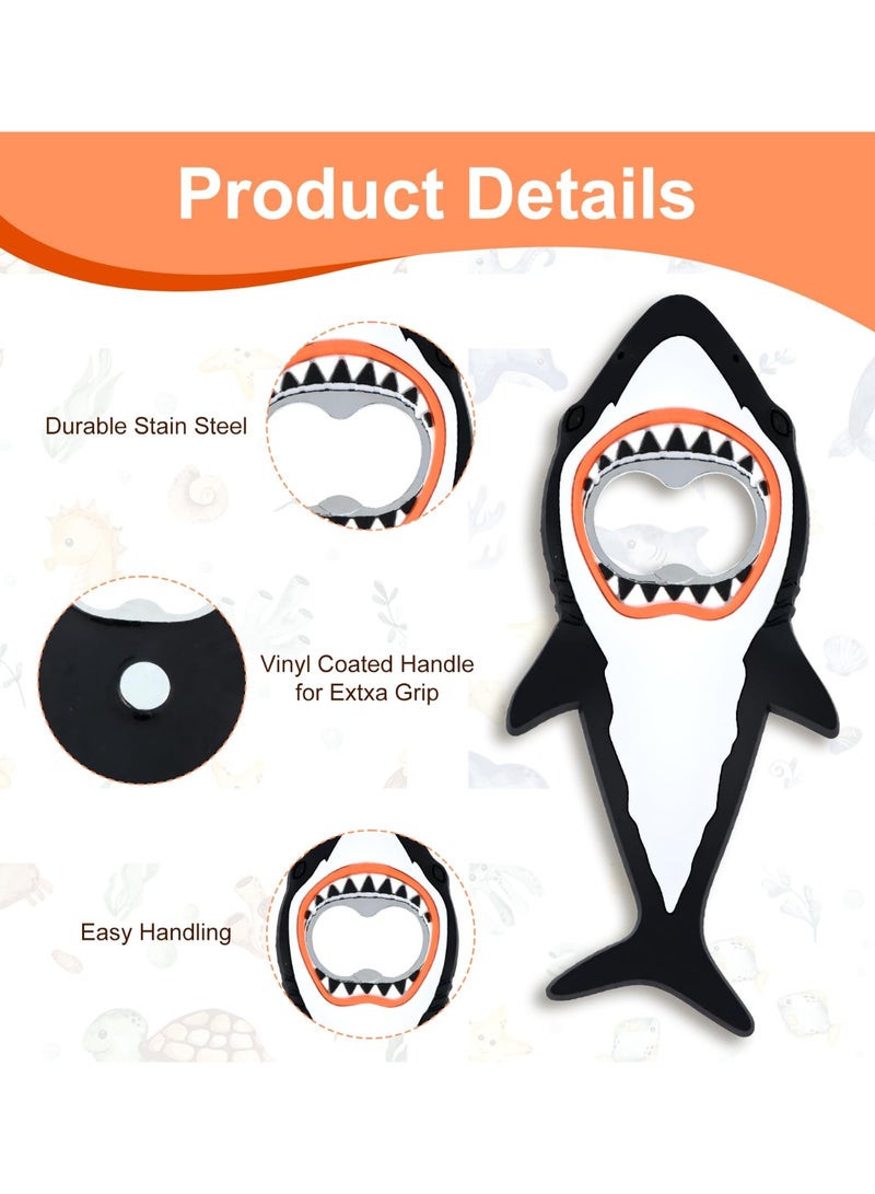 PAWSONIFY Shark Bottle Opener, Magnetic Soda Bottle Opener for Refrigerator, Silicone Stainless Steel Soda Bottle Openers - Image 2