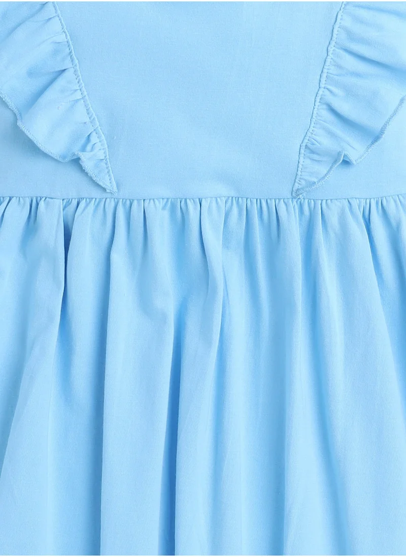 victor and jane Girls Summer A-Line Dress with Ruffles - Blue / Multicolur