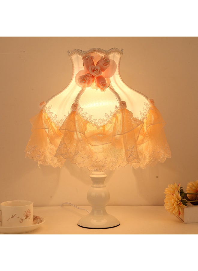 Table Lamp Bedroom Bedside Lamp European Princess Lace Modern Simple Nordic Girl Home Table Lamp A Generation Of Hair-Specification:Remote Control Switch-Size:Fashionable And Simple Style
