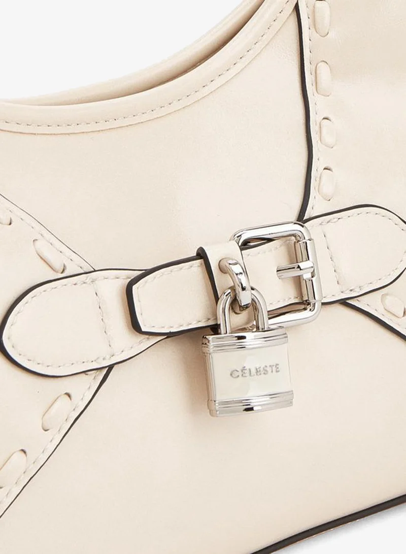 Celeste IVORY Solid Shoulder Bag With Padlock Accent for Women | Best Price UAE