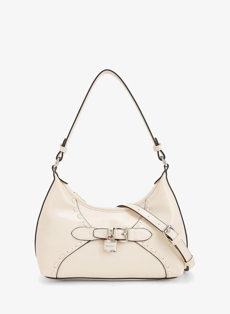 Solid Shoulder Bag With Padlock Accent