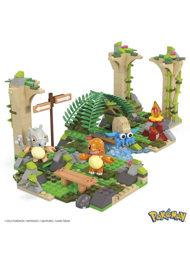 Mega Brands Mega Pokemon Action Figure Building Toy, Jungle Ruins with 464 Pieces, Motion and 3 Characters, Cubone Charmander Omanyte, Gift Idea for Kids  - Image 2