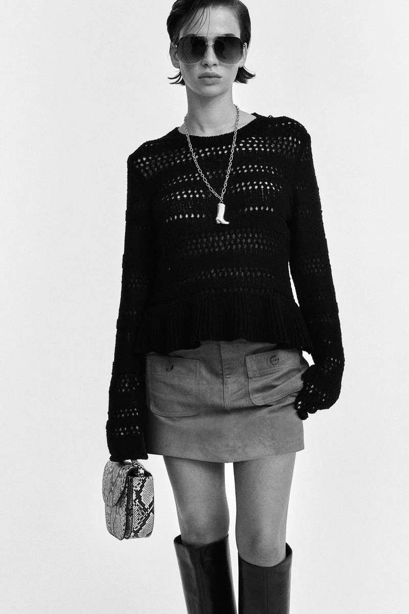 H&M Pointelle-knit peplum jumper