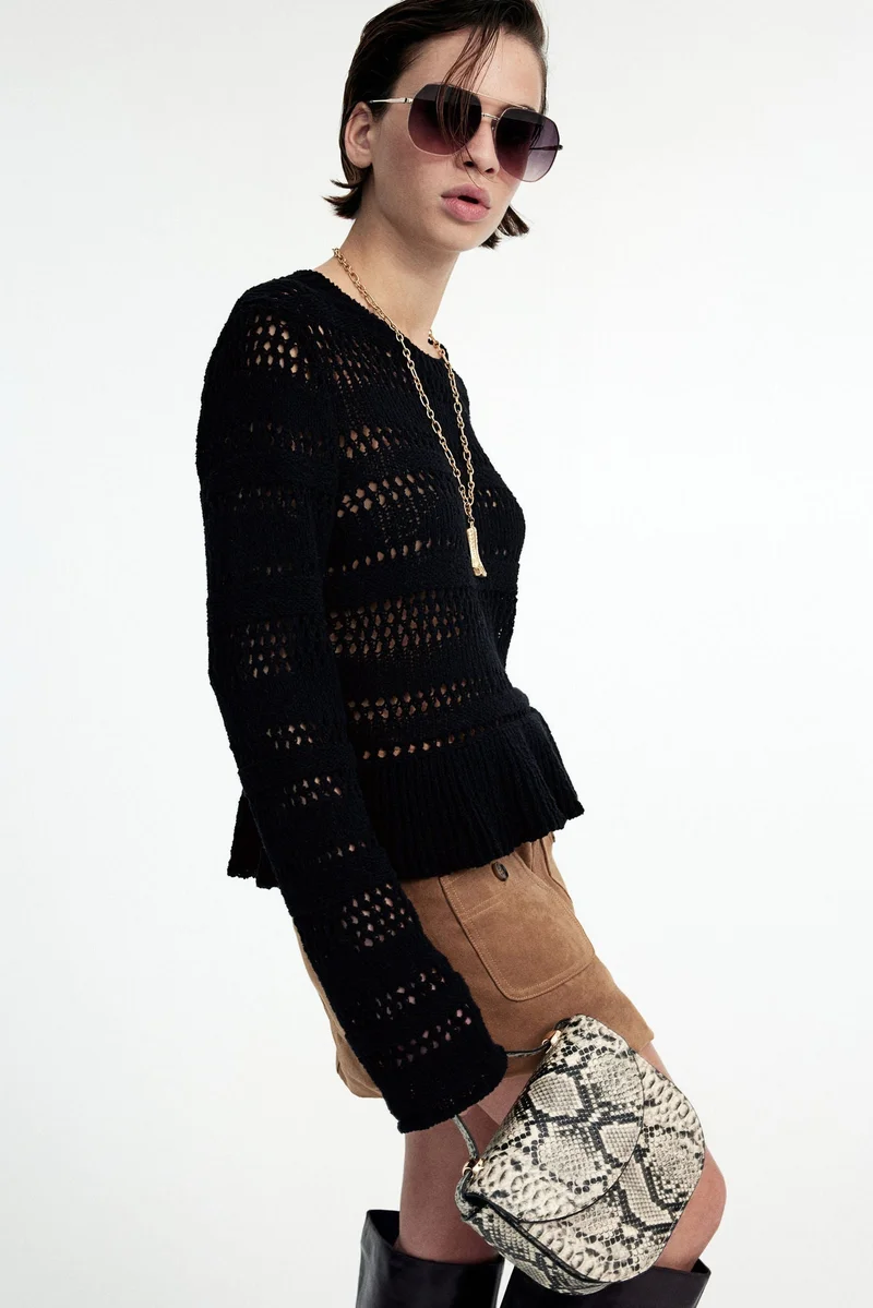 H&M Pointelle-knit peplum jumper