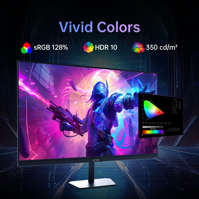 KTC 24.5 Inch Gaming Monitor, 180Hz (Up to 200Hz) Monitor FHD, Fast IPS 1080P 1ms, 128% sRGB HDR10, Freesync HDMI x 2 /DP x 1, VESA Tilt Adjustable Xbox PS5 Switch (HDMI Cable Included) - Image 5
