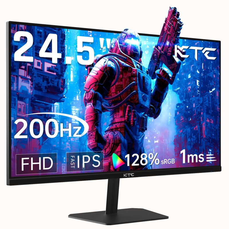KTC 24.5 Inch Gaming Monitor, 180Hz (Up to 200Hz) Monitor FHD, Fast IPS 1080P 1ms, 128% sRGB HDR10, Freesync HDMI x 2 /DP x 1, VESA Tilt Adjustable Xbox PS5 Switch (HDMI Cable Included) - Image 1