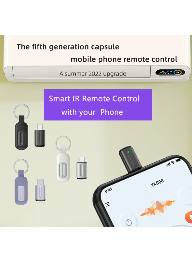 Mobile Phone Infrared Universal Remote Control Mobile Phone Smart Remote Control For Apple Android Phone Selfie Remote Control-Color:5th Generation Apple 15 Special Typec Model Silver  - Image 3