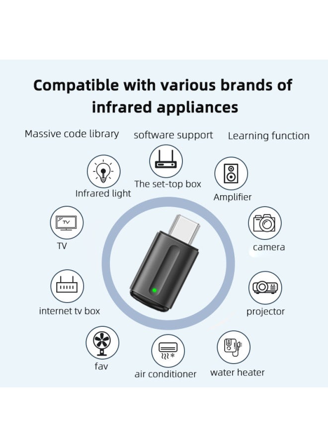 Mobile Phone Infrared Universal Remote Control Mobile Phone Smart Remote Control For Apple Android Phone Selfie Remote Control-Color:5th Generation Apple 15 Special Typec Model Silver  - Image 4