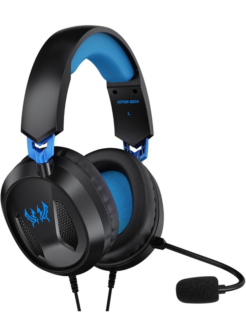 سماعة ألعاب G3100 - سلكية بمنفذ 3.5 ملم مع ميكروفون قابل للتعديل لعزل الضوضاء، وسماعات أذن قابلة للدوران متعدد الاتجاهات لأجهزة PS5 و PS4 والكمبيوتر الشخصي والهواتف المحمولة والأجهزة اللوحية | أزرق - Image 1